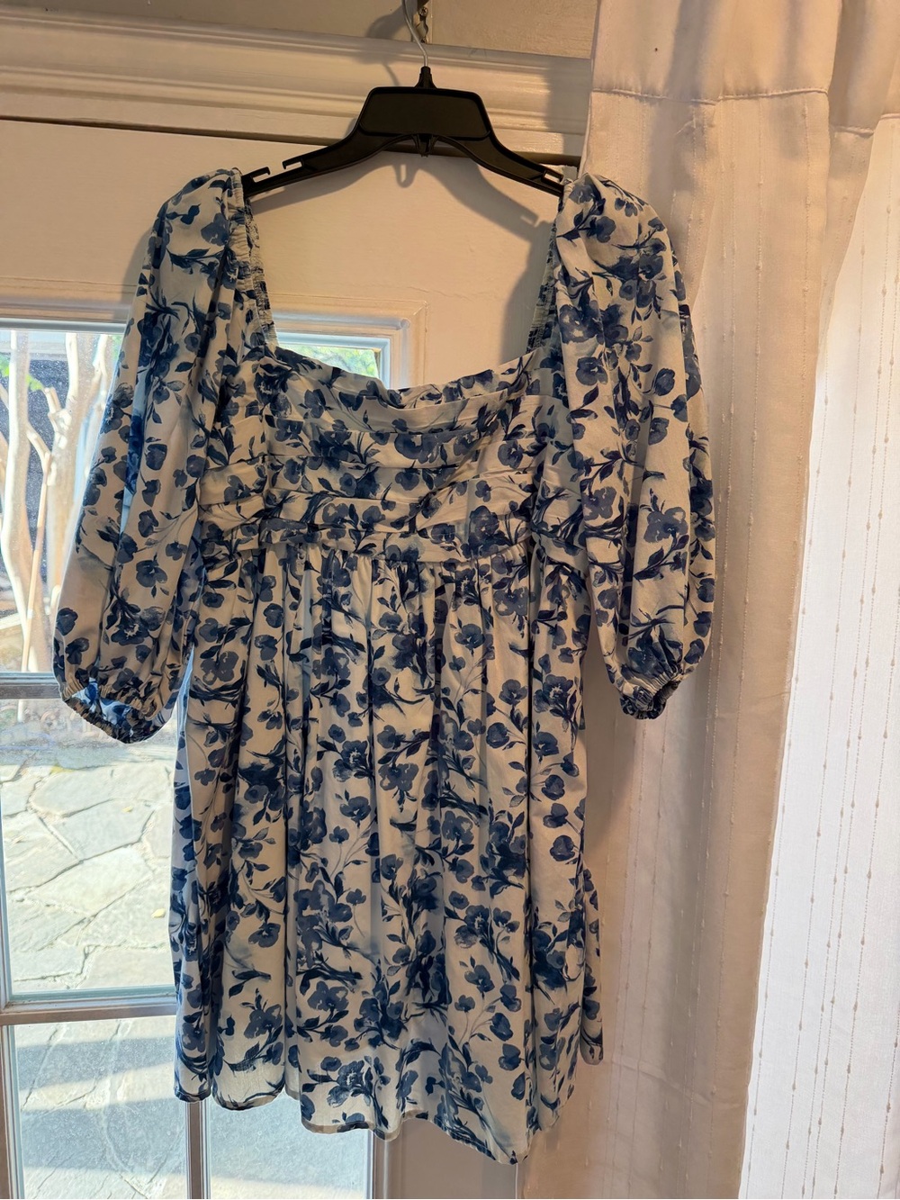 Abercrombie Blue Floral Puff-Sleeve Women’s Dress